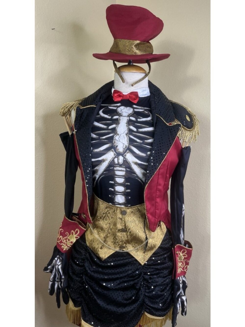 Skeleton Ringmistress Costume by Incharacter Dress Coat Gloves Hat Missing Sox